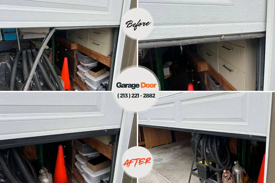 Before and after: garage door repair Woodside East, DE
